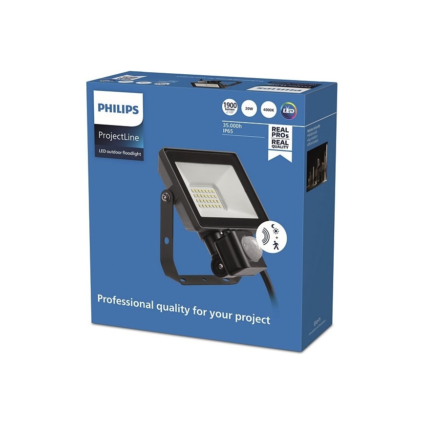Philips - Proyector LED de exterior con sensor PROJECTLINE LED/20W/230V IP65 4000K