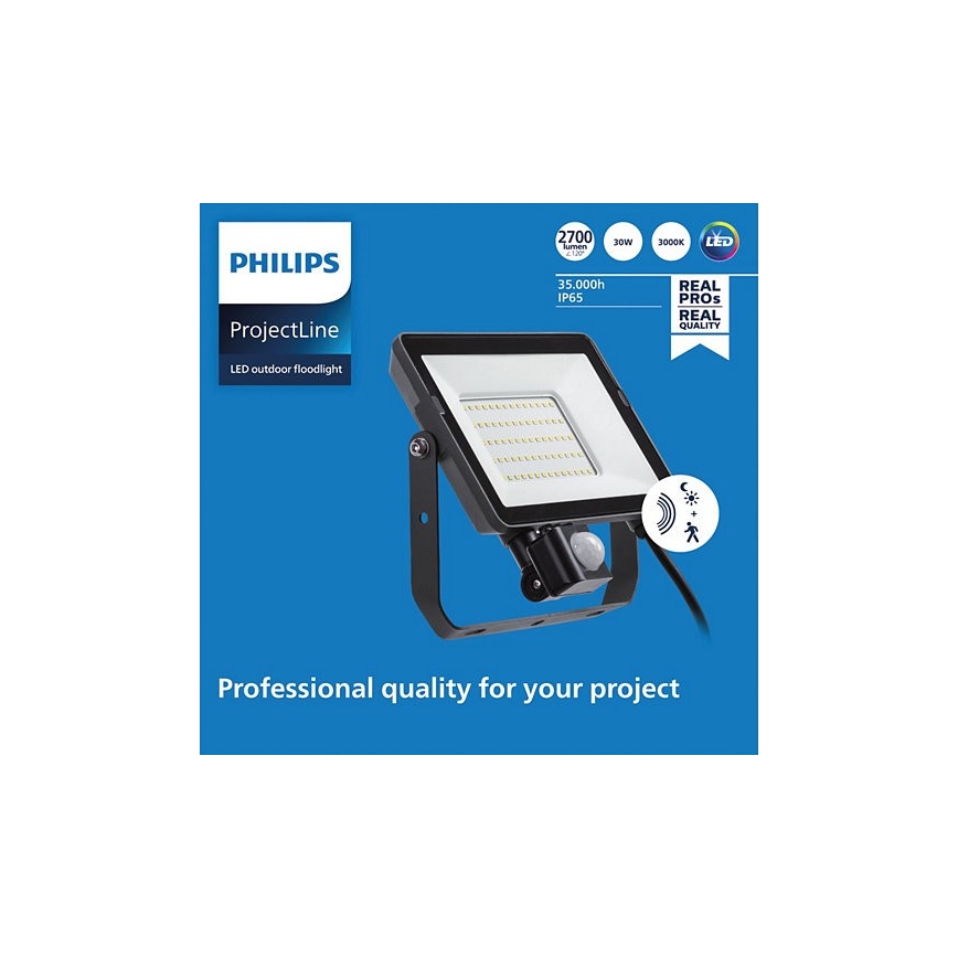 Philips - Proyector LED de exterior con sensor PROJECTLINE LED/30W/230V IP65 3000K