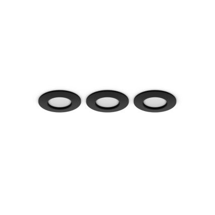 Philips - Juego de 3 luminarias empotrables LED RGBW regulables para baño Hue SLIM LED/8,3W/230V 1000-20000K negro P44