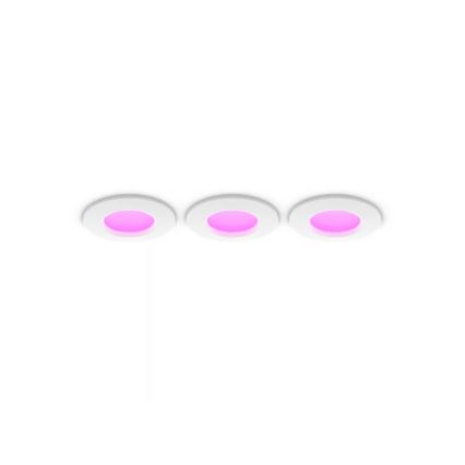 Philips - Pack de 3 luminarias empotrables de techo regulables para baño LED RGBW Hue SLIM LED/8,3W/230V 1000-20000K blanco P44