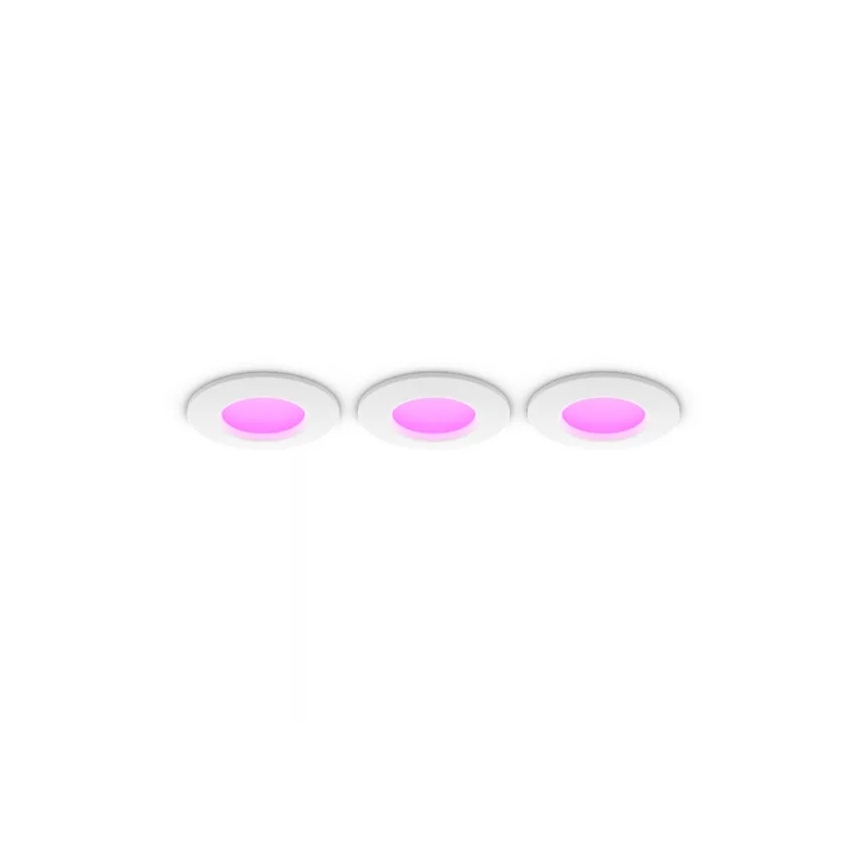 Philips - Pack de 3 luminarias empotrables de techo regulables para baño LED RGBW Hue SLIM LED/8,3W/230V 1000-20000K blanco P44