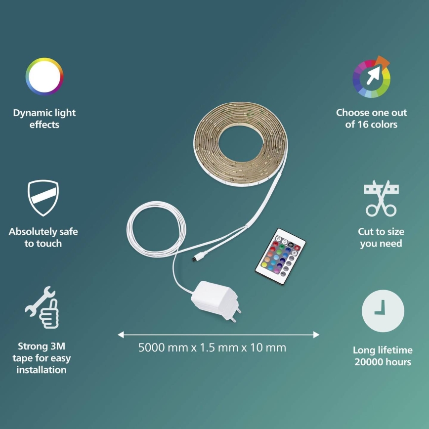 Philips - Tira LED RGBW regulable 5 m LED/12W/230V + mando a distancia