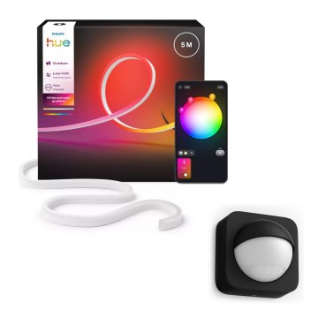 Philips - Tira LED RGBW regulable para exteriores Hue NEON 5m LED/30W/230V 2200-6500K IP67 + sensor de movimiento