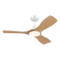Philips - ventilador de techo LED regulable OLAS LED/24W/230V, diámetro 106 cm, blanco/marrón + mando a distancia