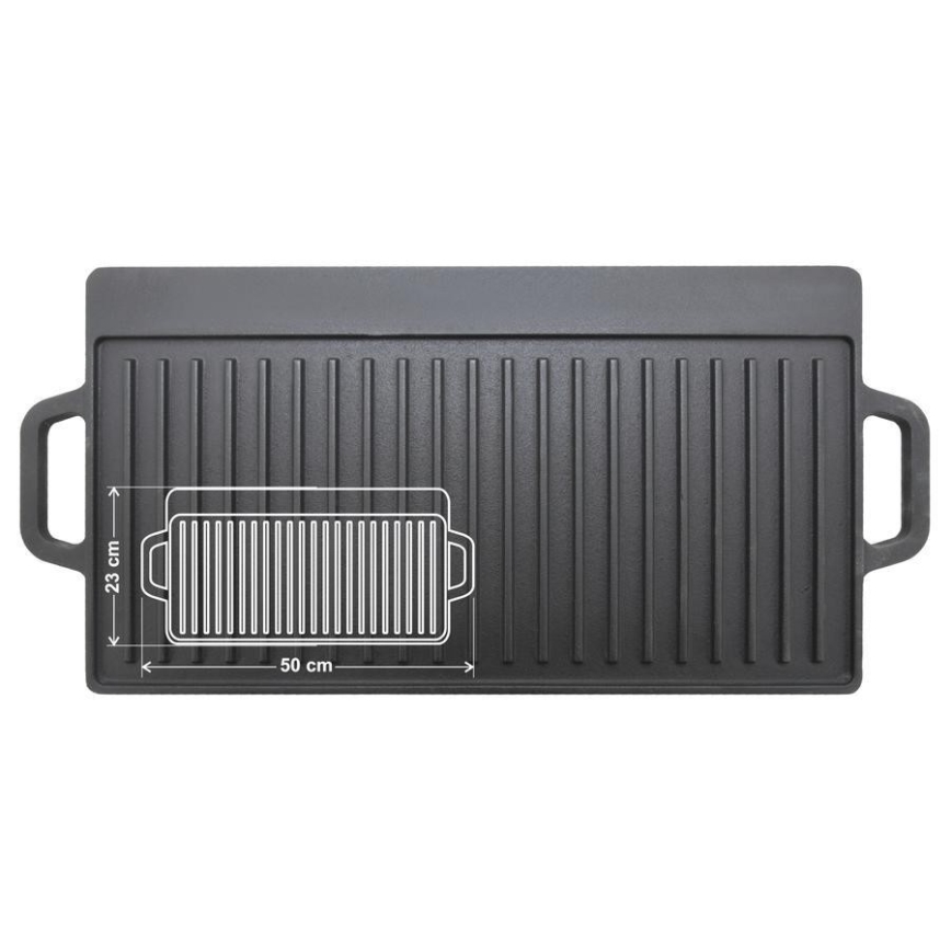 Placa de parrilla de doble cara 50x23 cm