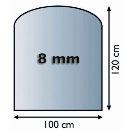 Placa de vidrio para chimenea 1200x1000x8 mm semiarco