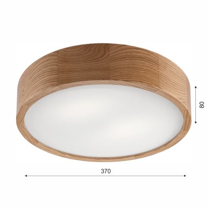 Plafón de baño OAK 3xE27/15W/230V, roble, Ø 37 cm, IP54