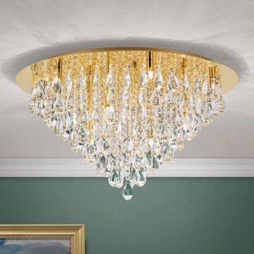 Plafón de cristal CELESTE 12xG9/40W/230V diá. 75 cm dorado