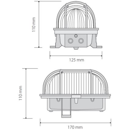 Plafón de exterior OVAL 1xE27/60W/230V IP44 rojo