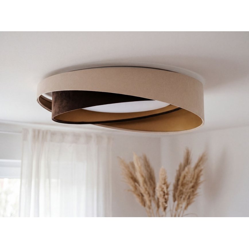Plafón de techo LED GALAXY MODERN LED/24W/230V Ø 55 cm beige/marrón/dorado
