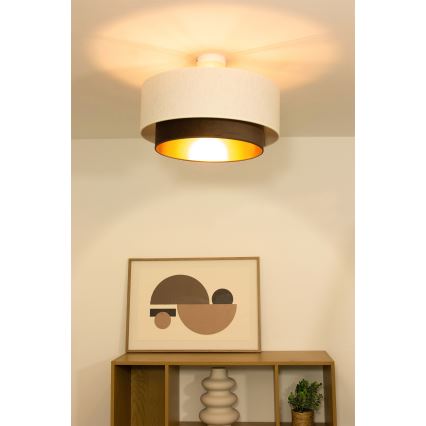 Plafón de techo NATIA 1xE27/60W/230V Ø 45 cm blanco/marrón