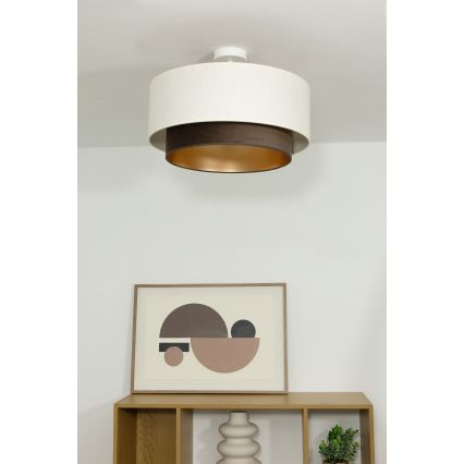 Plafón de techo NATIA 1xE27/60W/230V Ø 45 cm blanco/marrón