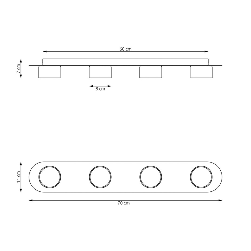 Plafón DIAZ 4xGX53/12W/230V negro