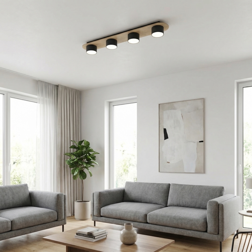 Plafón DIAZ 4xGX53/12W/230V negro/marrón