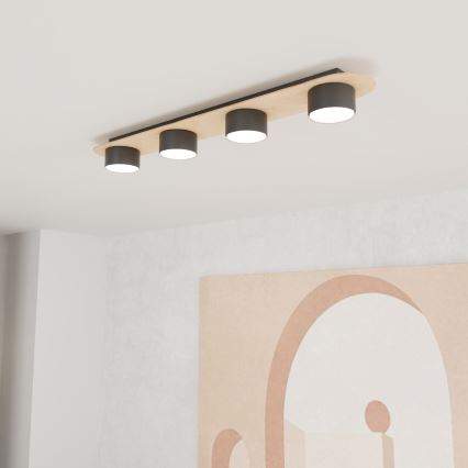Plafón DIAZ 4xGX53/12W/230V negro/marrón