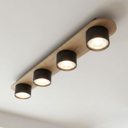 Plafón DIAZ 4xGX53/12W/230V negro/marrón
