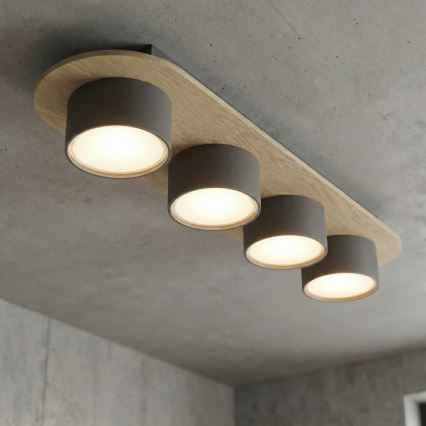 Plafón DIAZ 4xGX53/12W/230V negro/marrón