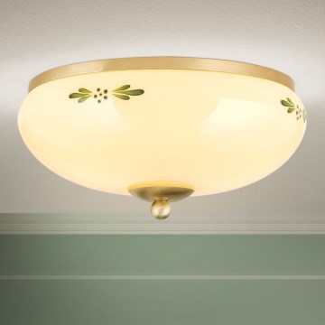 Plafón LANDHAUS 2xE27/60W/230V diá. 28 cm latón/beige