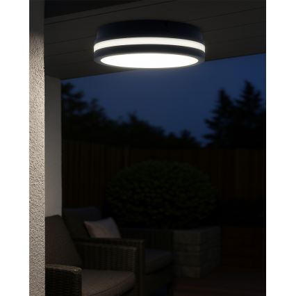 Plafón LED de baño con sensor ELLÉ LED/24W/230V 3000/4000/6500K diá. 26 cm IP54 antracita