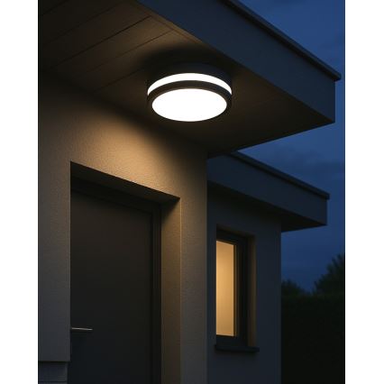 Plafón LED de baño con sensor ELLÉ LED/24W/230V 3000/4000/6500K diá. 26 cm IP54 antracita