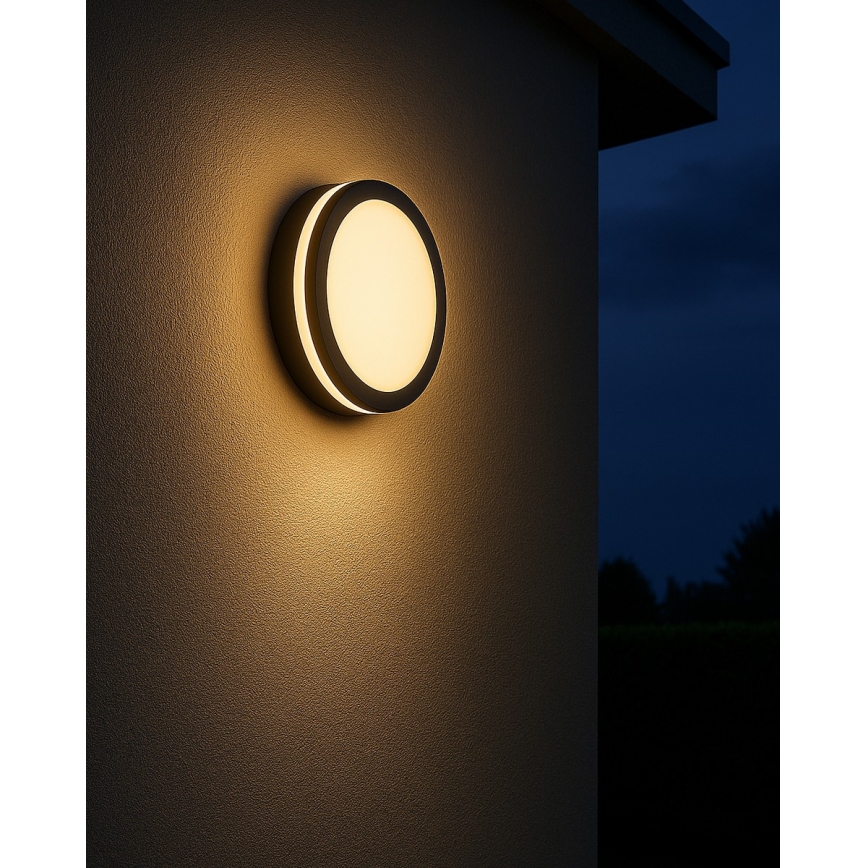 Plafón LED de baño con sensor ELLÉ LED/24W/230V 3000/4000/6500K diá. 26 cm IP54 antracita