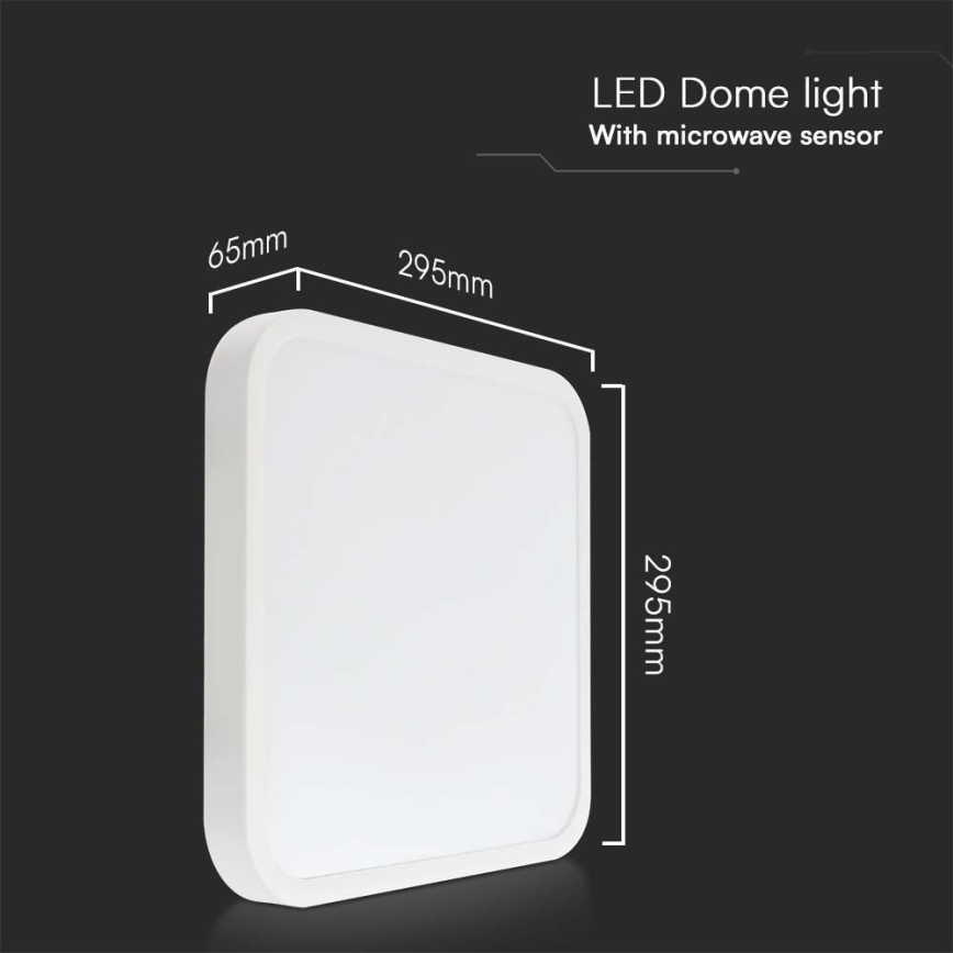 Plafón LED de baño con sensor LED/18W/230V 4000K IP44 29,5x29,5 cm blanco + control remoto