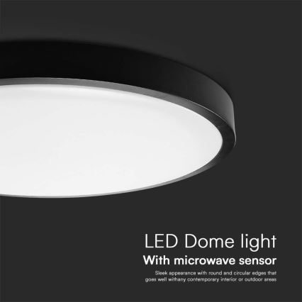Plafón LED de baño con sensor LED/18W/230V 4000K IP44 diá. 29,5 cm negro + control remoto
