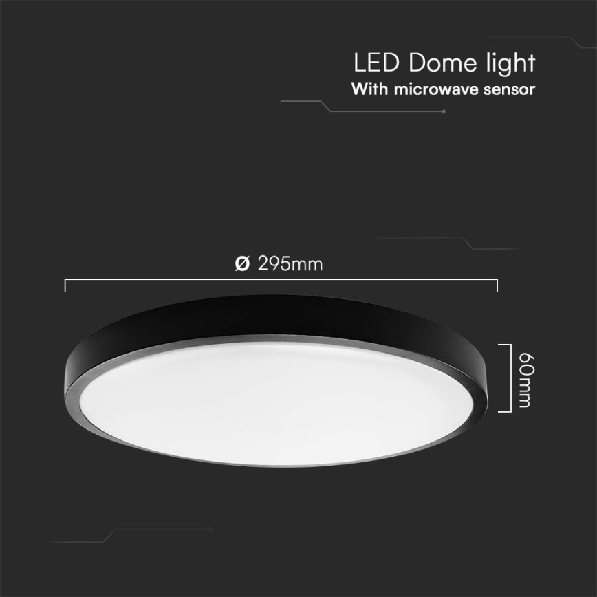 Plafón LED de baño con sensor LED/18W/230V 4000K IP44 diá. 29,5 cm negro + control remoto