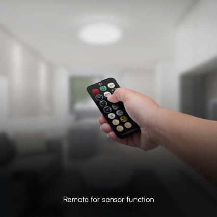Plafón LED de baño con sensor SAMSUNG CHIP LED/18W/230V IP44 4000K diá. 29 cm blanco + control remoto
