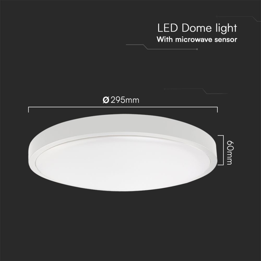 Plafón LED de baño con sensor SAMSUNG CHIP LED/18W/230V IP44 4000K diá. 29 cm blanco + control remoto