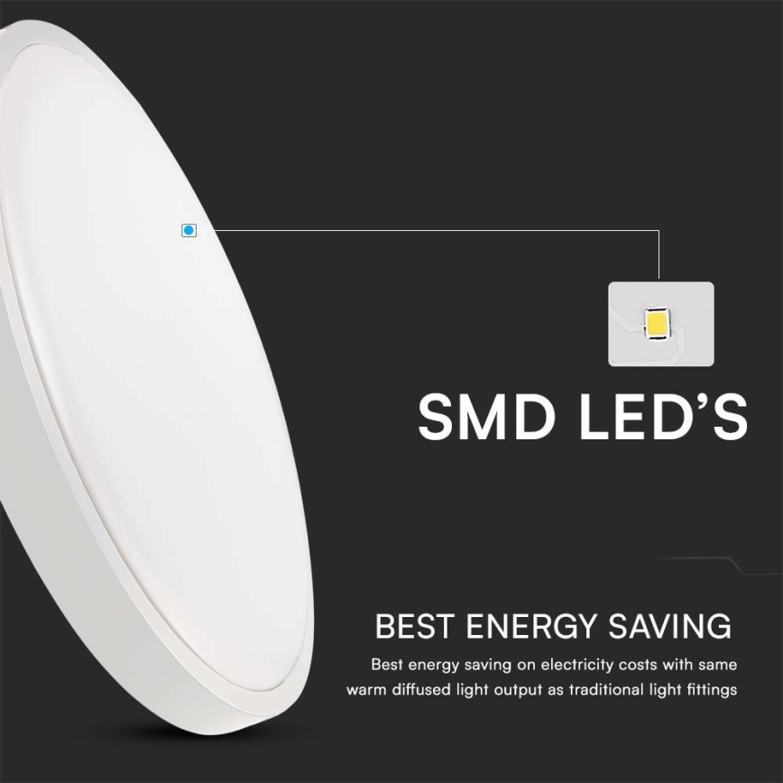 Plafón LED de baño con sensor LED/24W/230V 4000K IP44 diá. 35 cm blanco + control remoto