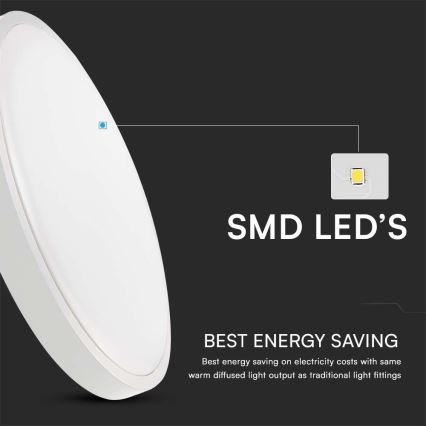 Plafón LED de baño con sensor SAMSUNG CHIP LED/24W/230V IP44 3000K diá. 35 cm blanco + control remoto