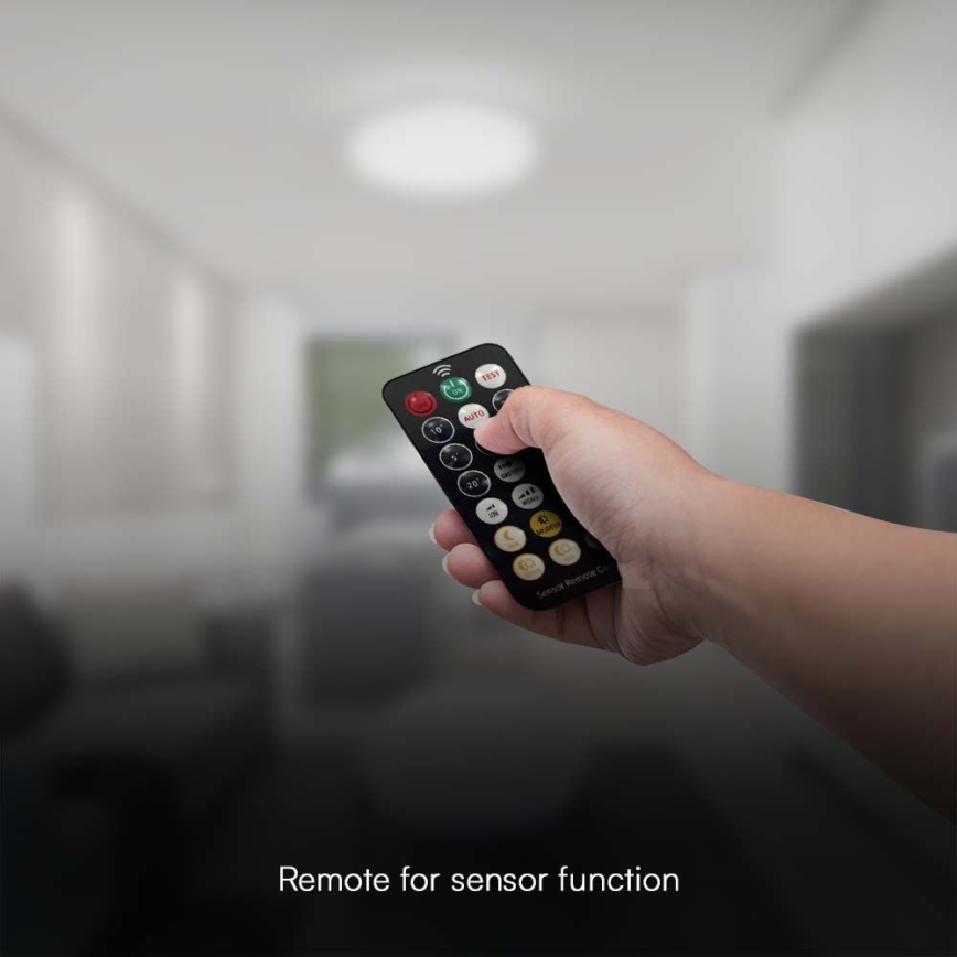 Plafón LED de baño con sensor SAMSUNG CHIP LED/24W/230V IP44 3000K diá. 35 cm blanco + control remoto
