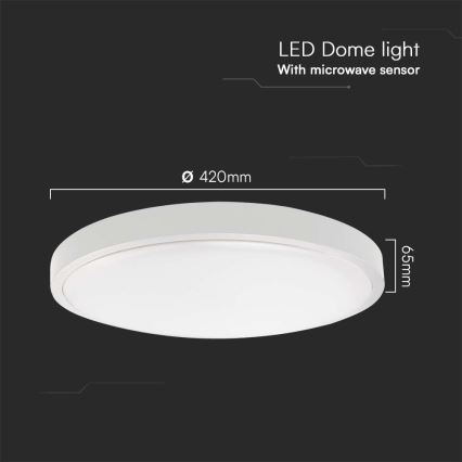 Plafón LED de baño con sensor LED/36W/230V 4000K IP44 diá. 42 cm blanco + control remoto