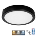 Plafón LED de baño con sensor NAIROS LED/18W/230V IP65 3000/4000/6500K diá. 30 cm negro + control remoto