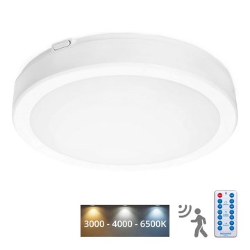 Plafón LED de baño con sensor NAIROS LED/24W/230V IP65 3000/4000/6500K diá. 30 cm blanco + control remoto