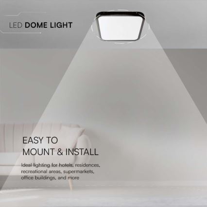 Plafón LED de baño LED/18W/230V 3000K IP44 25x25 cm negro