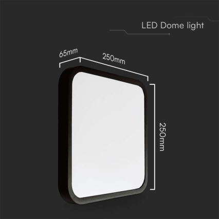 Plafón LED de baño LED/18W/230V 3000K IP44 25x25 cm negro