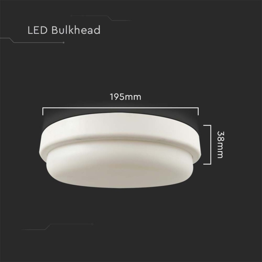 Plafón LED de baño LED/18W/230V 6500K IP54 diá. 19,5 cm