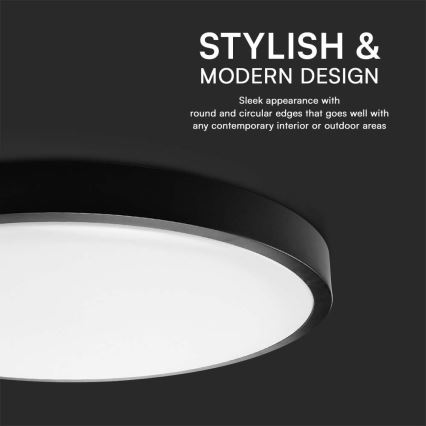 Plafón LED de baño LED/24W/230V 4000K IP44 diá. 29,5 cm negro