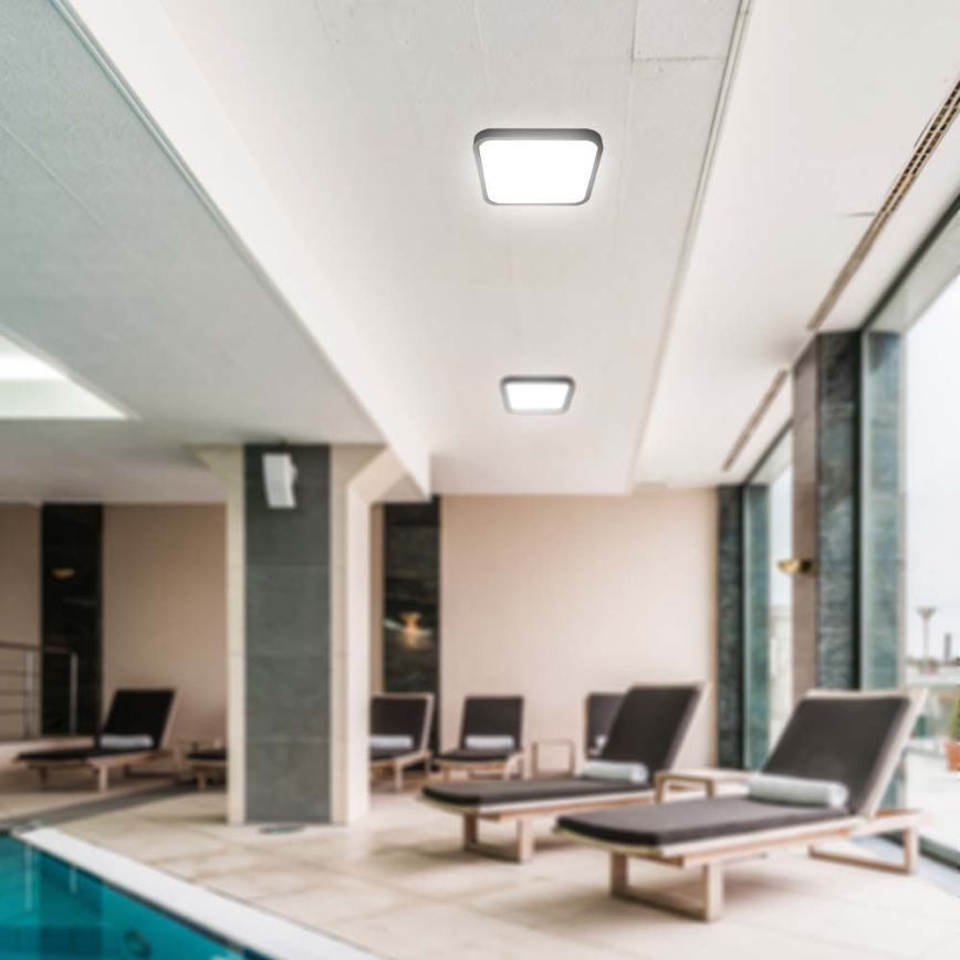 Plafón LED de baño LED/24W/230V 4000K IP44 29,5x29,5 cm negro