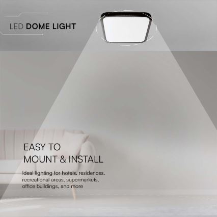 Plafón LED de baño LED/24W/230V 4000K IP44 29,5x29,5 cm negro