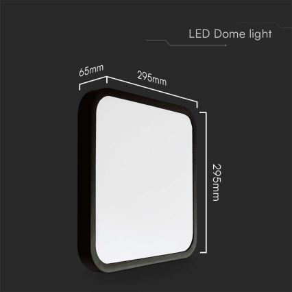 Plafón LED de baño LED/24W/230V 4000K IP44 29,5x29,5 cm negro