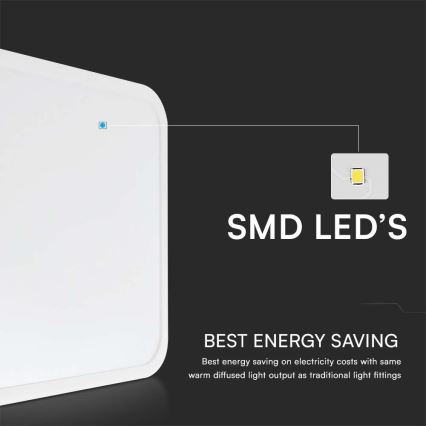 Plafón LED de baño LED/24W/230V 6500K IP44 29,5x29,5 cm blanco