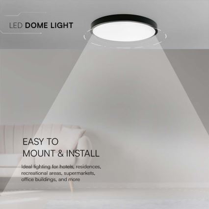 Plafón LED de baño LED/24W/230V 6500K IP44 diá. 29,5 cm negro