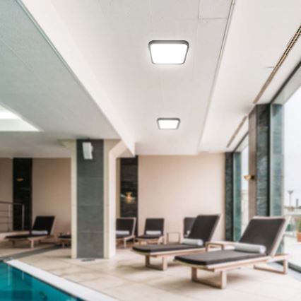 Plafón LED de baño LED/24W/230V 6500K IP44 29,5x29,5 cm negro