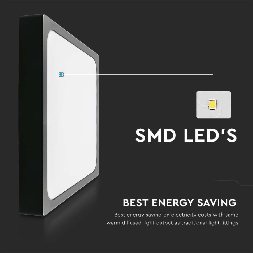 Plafón LED de baño LED/30W/230V 3000K IP44 42x42 cm negro