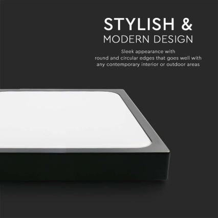 Plafón LED de baño LED/30W/230V 6500K IP44 42x42 cm negro