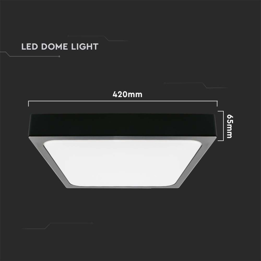 Plafón LED de baño LED/30W/230V 6500K IP44 42x42 cm negro