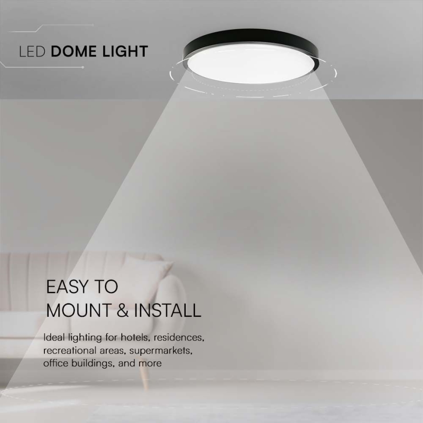 Plafón LED de baño LED/36W/230V 3000K IP44 diá. 29,5 cm negro